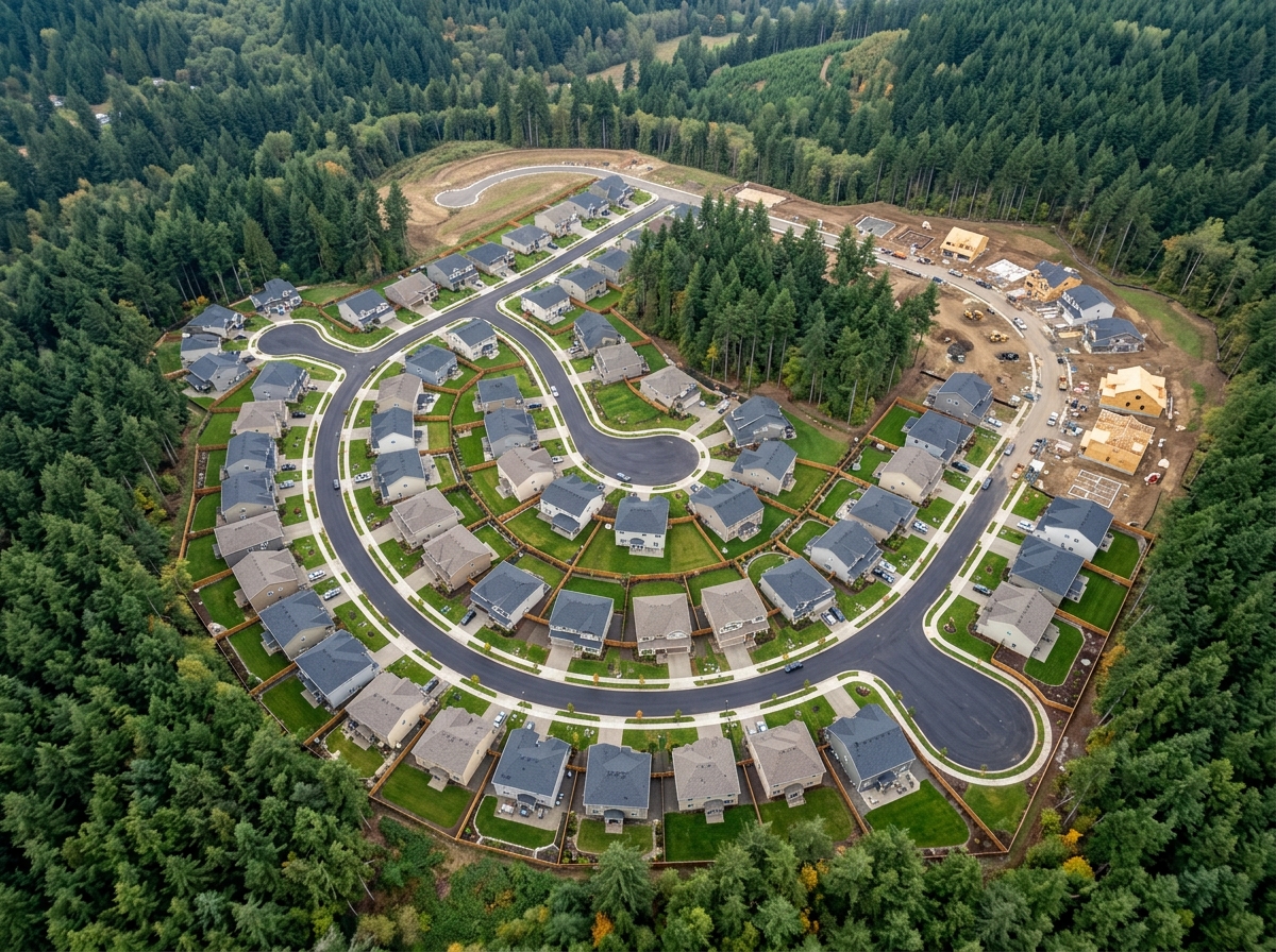 Illustrative concept rendering of a built-out subdivision
